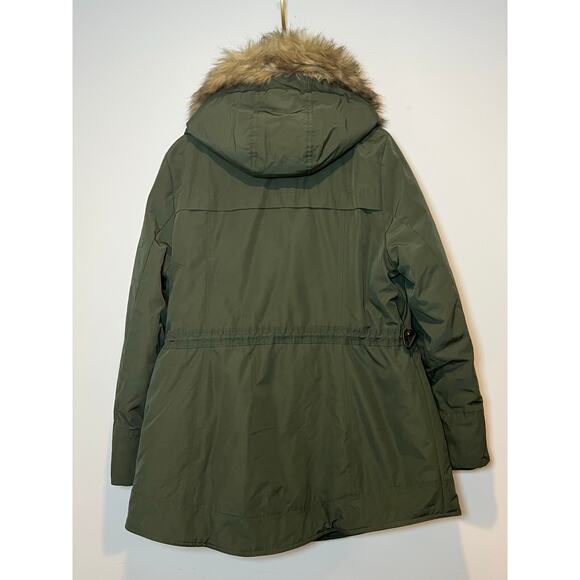 Coldwater Creek Winter Jacket Forest Green Fir Hood Womans Size L - Picture 2 of 10